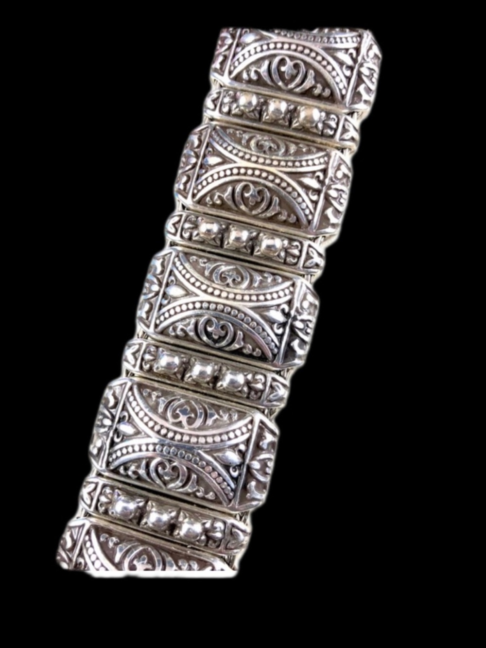 CHUNKY EUC 
BRIGHTON SILVER PLATED
FINISH HEART SCROLL DESIGN LINK BRACELET - Picture 10 of 11